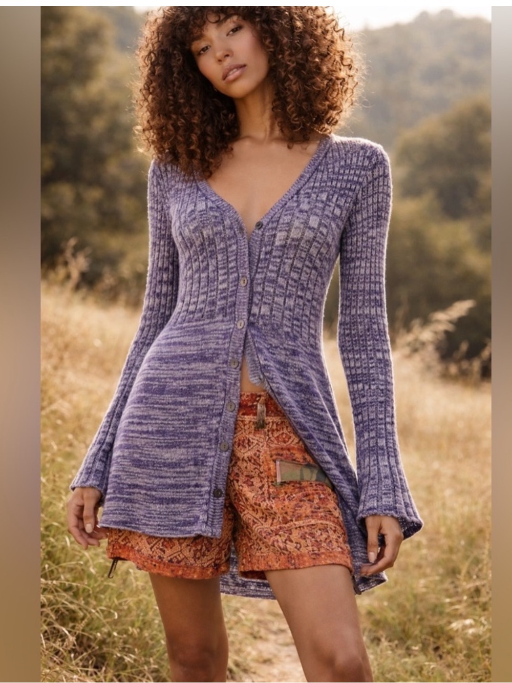 Free People Rachel cardigan mini Textured Purple Cardigan